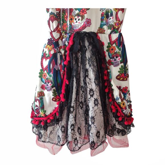 Day of The Dead Girls Dress Size XL Knit Fringe Costume Dios De Los Muertos - Picture 4 of 11